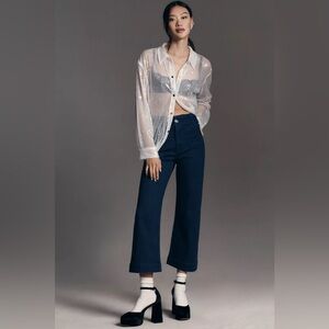 Anthro The Colette Cropped High-Rise Wide-Leg Jeans by Maeve Maeve Denim Dark